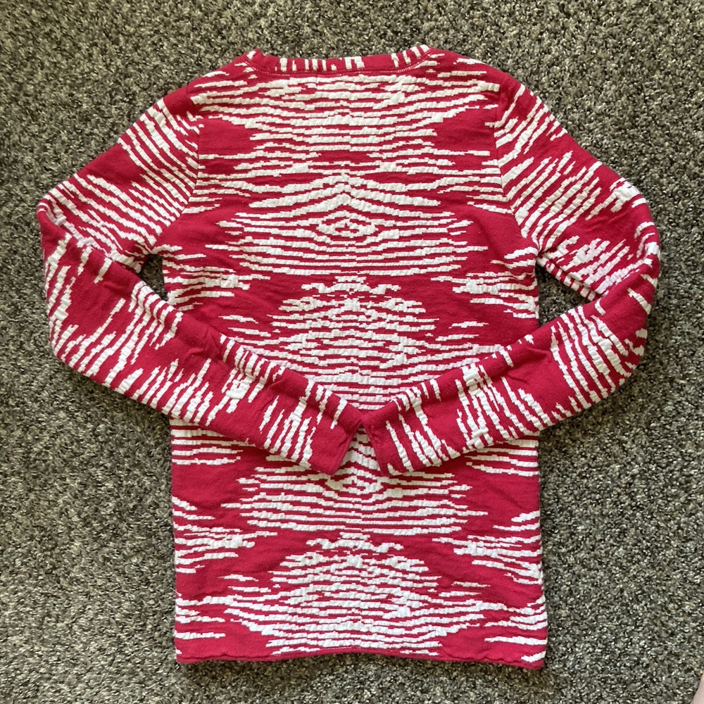 Calvin Klein Terry Pullover Sweatshirt Women Medium Fuchsia White Stripe Lng Slv - Picture 2 of 8